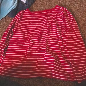 St. John’s Bay red striped lingerie sleeve shirt